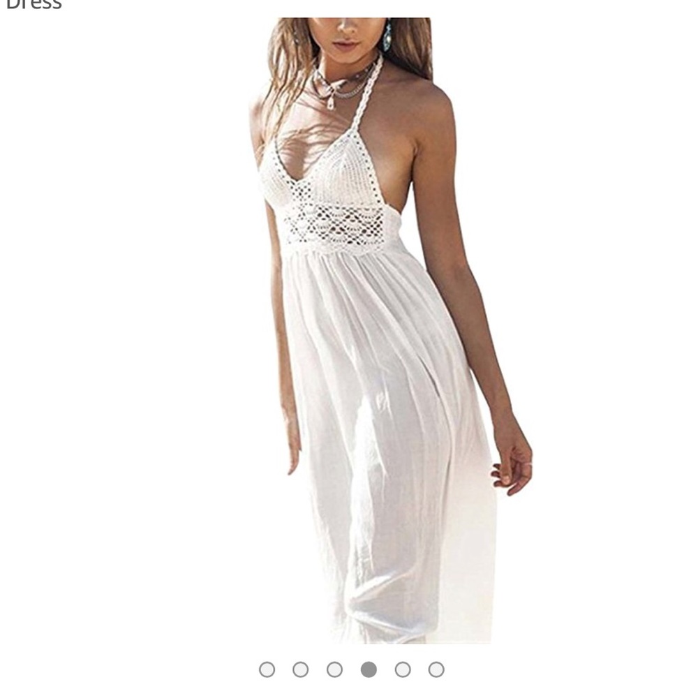 Beach Crochet Backless Bohemian Halter Maxi Dress